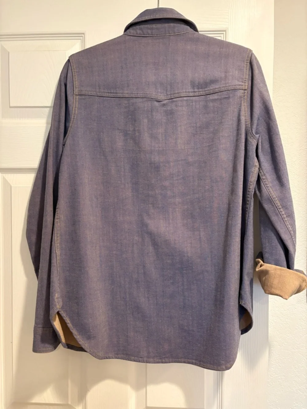 CAbi Faded Blue Jean Jacket with Tan Accents - Picture 4 of 5